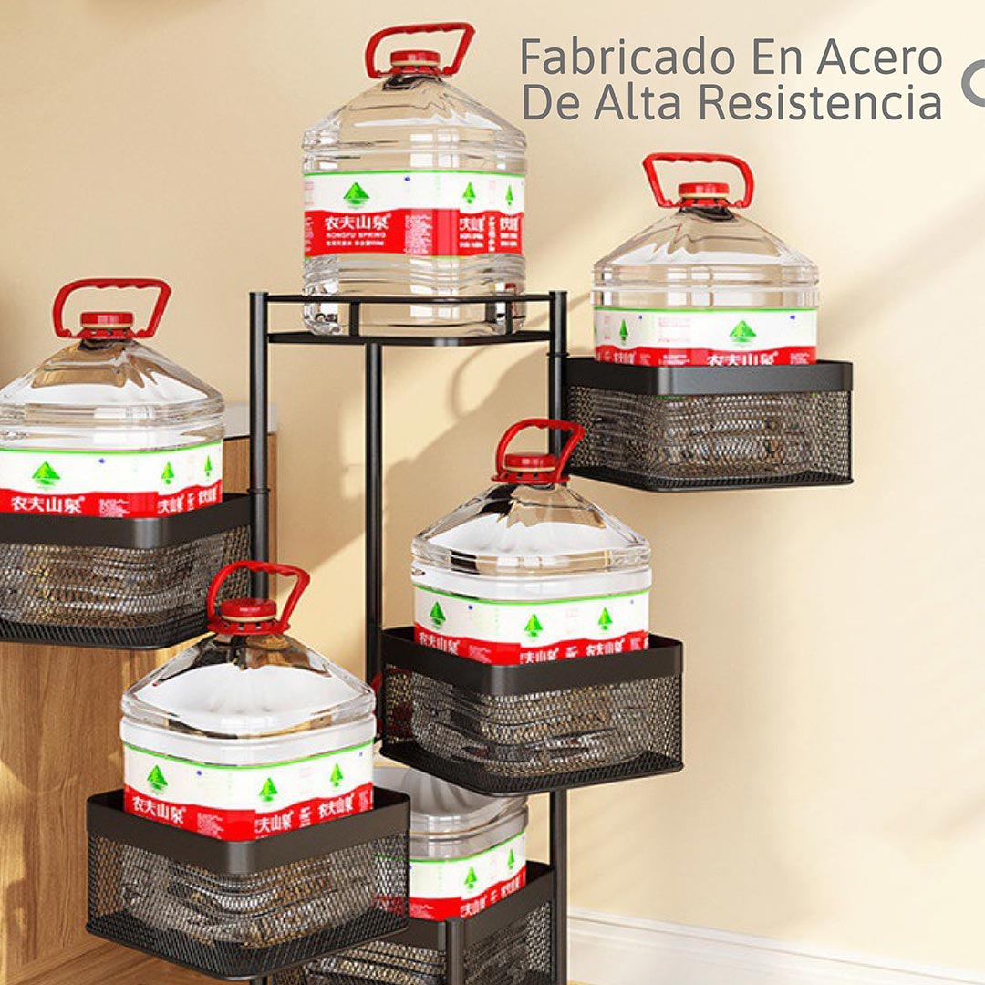 Estante Giratorio Multiusos: Organizador de 5 Niveles con Ruedas