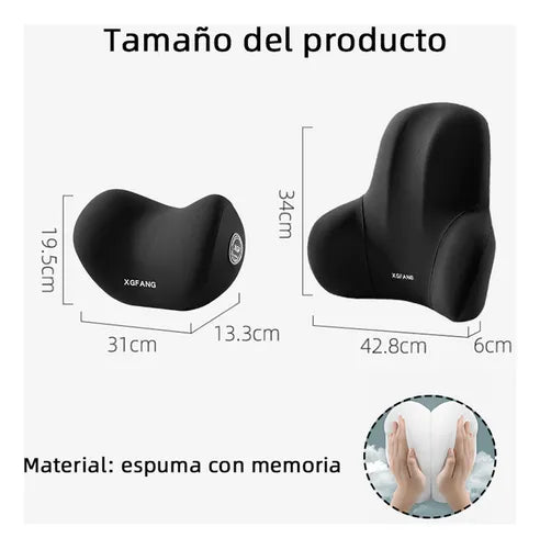 Kit ergonómico con cojín lumbar y cojín cervical negros