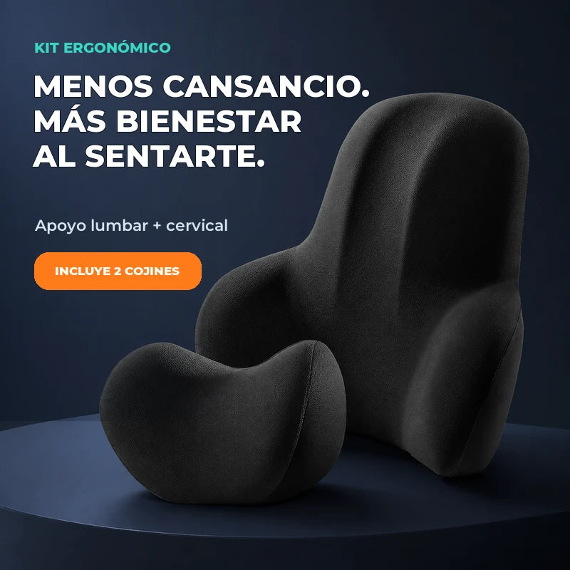 A1 — Kit ergonómico lumbar y cervical negro