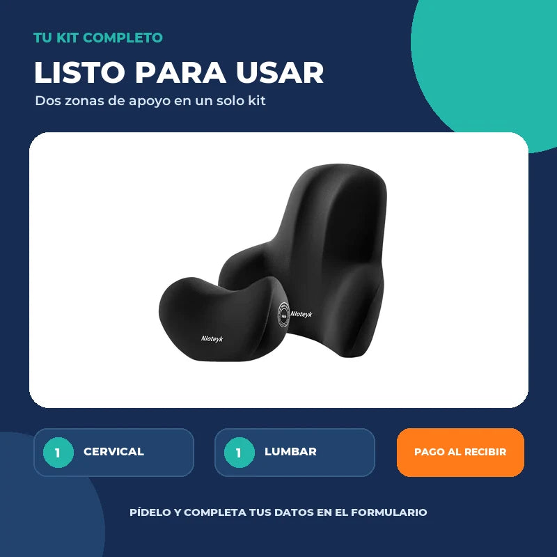 A6 — Kit de un cojín cervical y un lumbar con pago al recibir