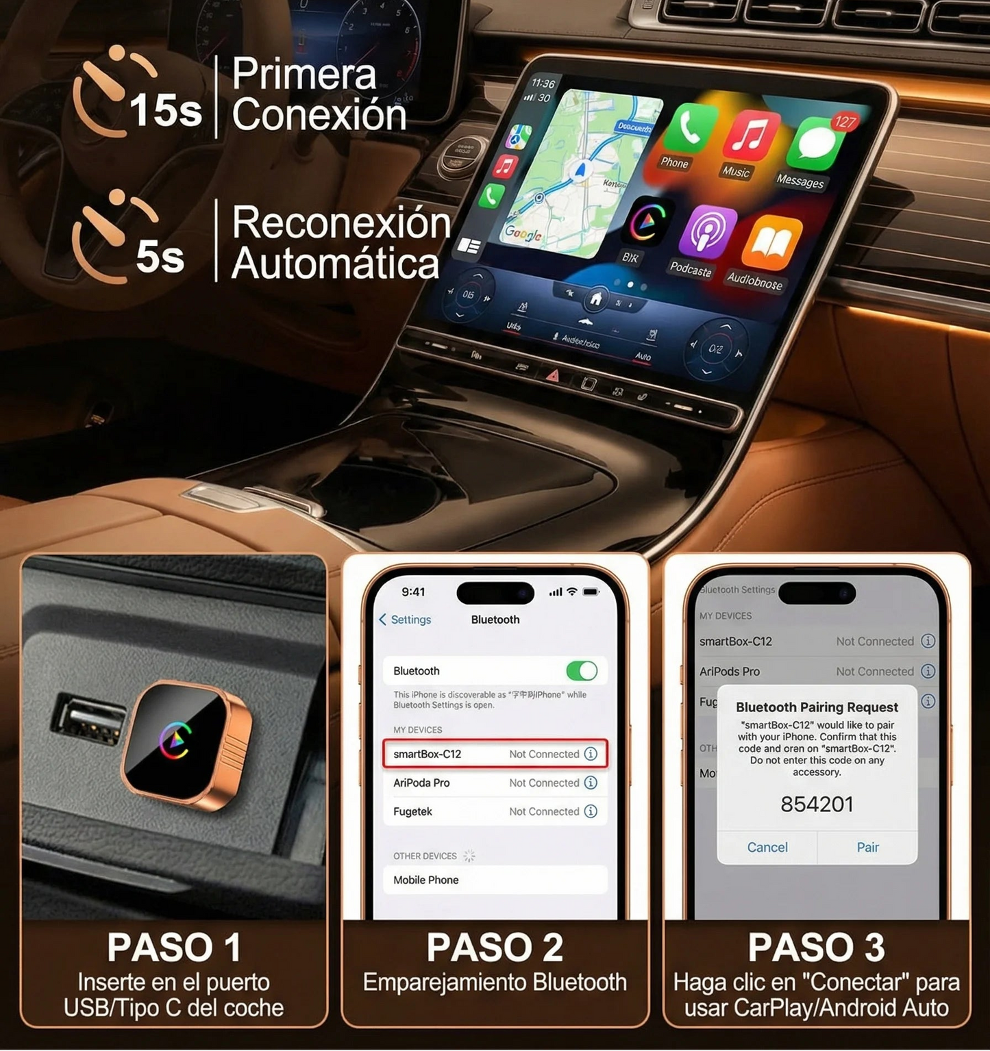 CarPlay Inalámbrico Mini Plug