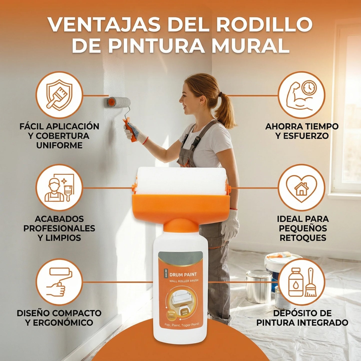 Rodillo 3 en 1 Restaurador Rápido de Paredes