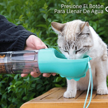 Botella 4 en 1 para Mascotas: Hidrata, Alimenta y Limpia en Cada Aventura