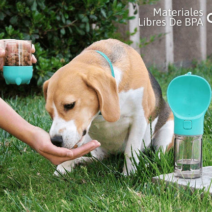 Botella 4 en 1 para Mascotas: Hidrata, Alimenta y Limpia en Cada Aventura
