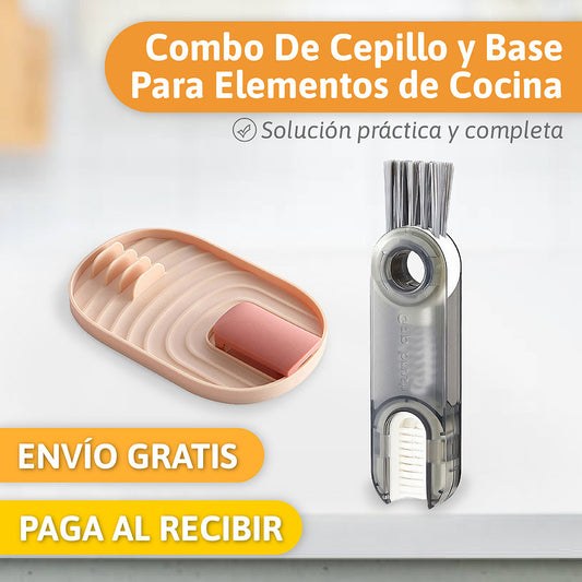 Combo de Cepillo y Base Para Elementos de Cocina
