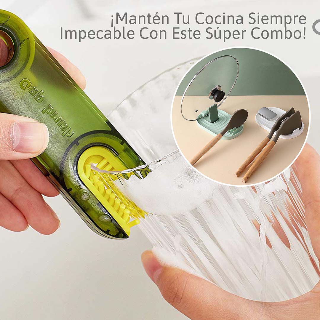 Combo de Cepillo y Base Para Elementos de Cocina