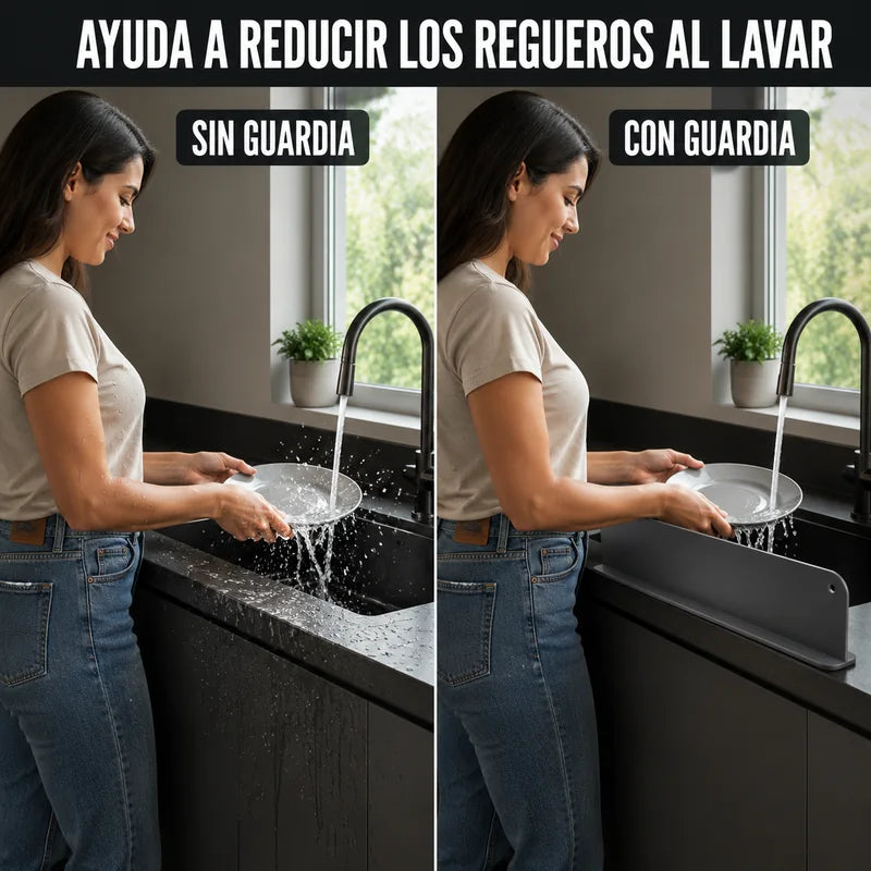 A3 | Comparación del área del lavaplatos sin y con protector antisalpicaduras