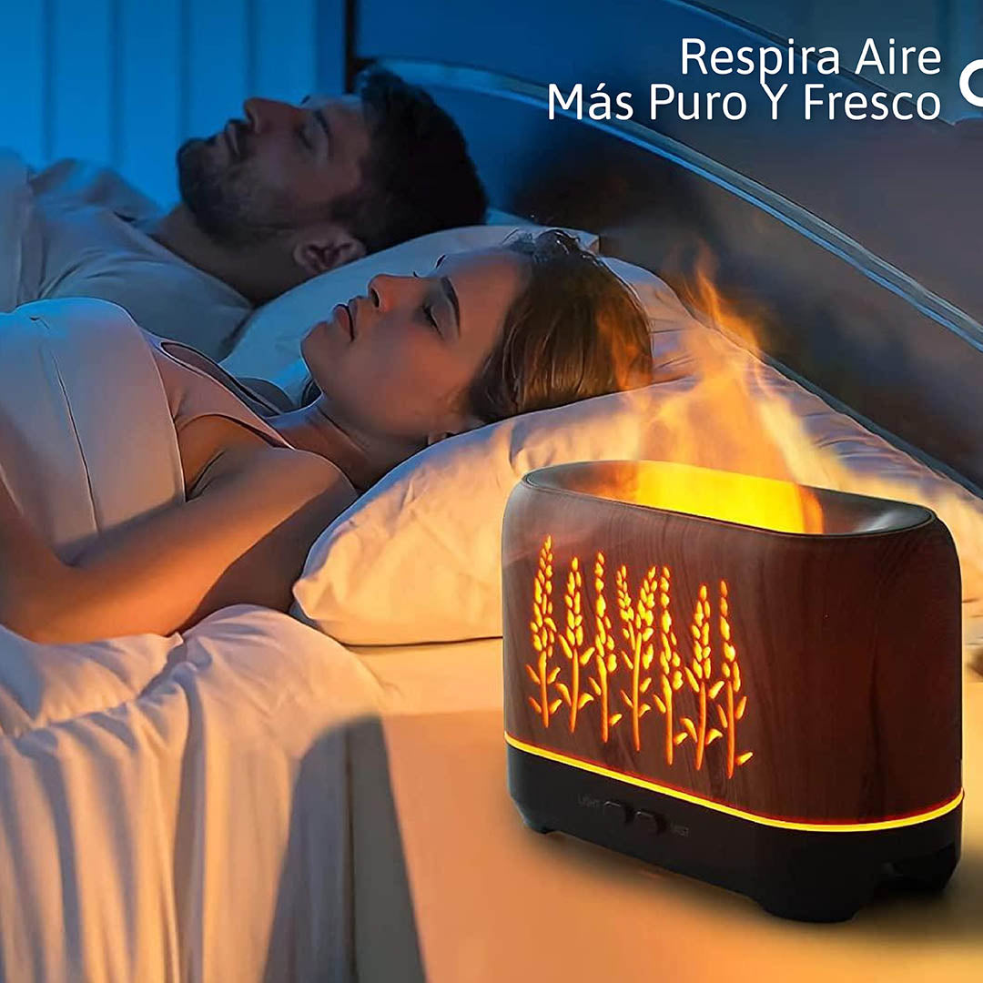 Humidificador Ultrasónico 3 en 1: Efecto de Llama y Aromaterapia