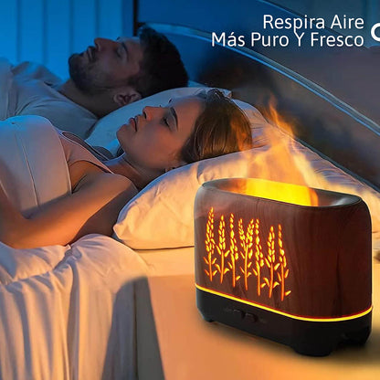 Humidificador Ultrasónico 3 en 1: Efecto de Llama y Aromaterapia