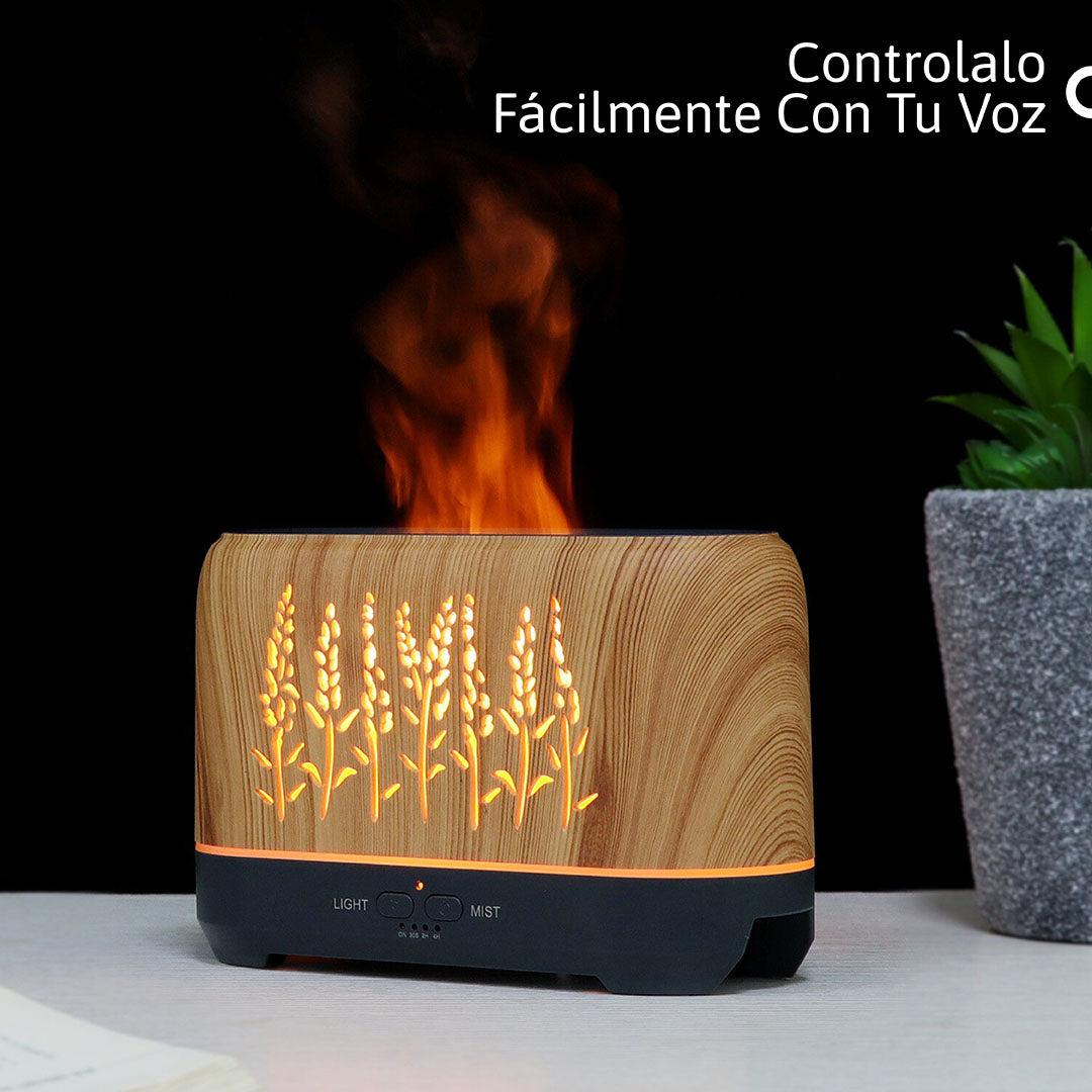 Humidificador Ultrasónico 3 en 1: Efecto de Llama y Aromaterapia