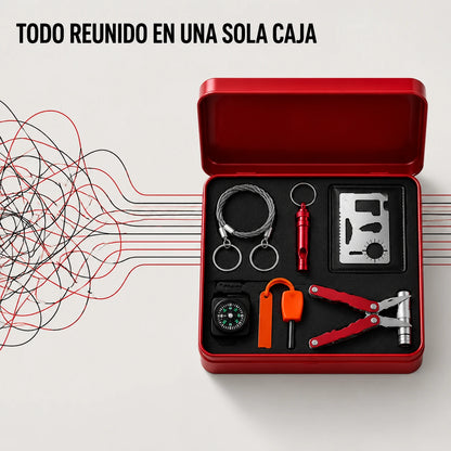 [A3] Herramientas dispersas organizadas en una caja SOS compacta
