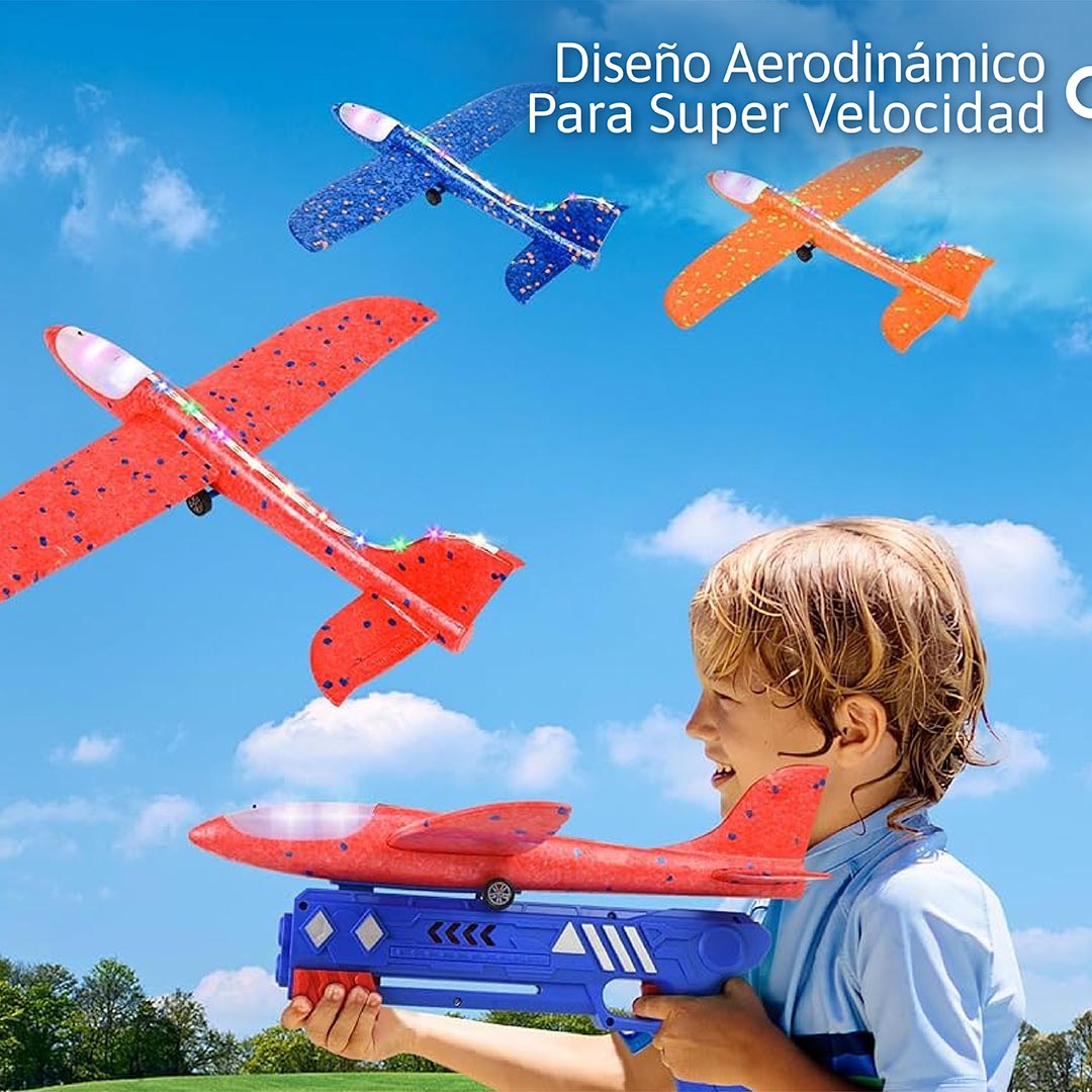 Pistola Lanza Aviones - Juguete Catapulta Interactivo