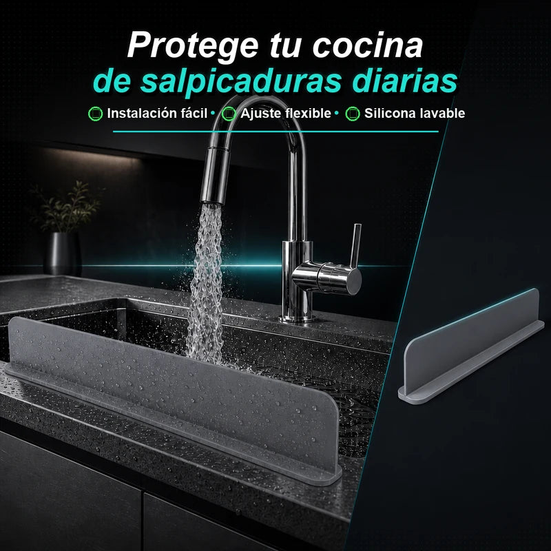 Protector antisalpicaduras de silicona para lavaplatos