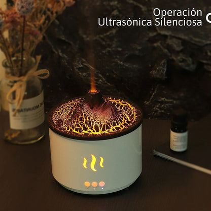 Volcán Humidificador Ultrasónico: Aromaterapia y Luz LED