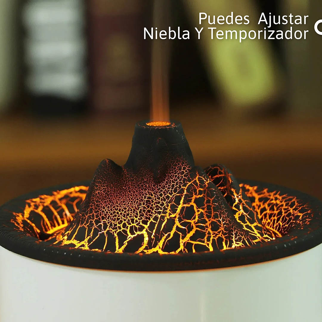 Volcán Humidificador Ultrasónico: Aromaterapia y Luz LED