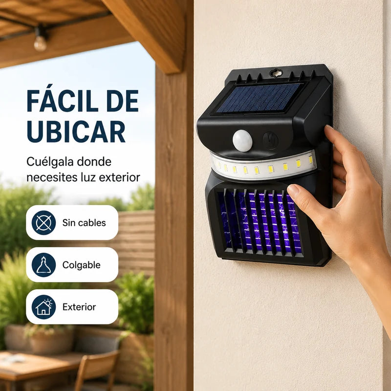 Lámpara solar fácil de ubicar colgable y sin cables