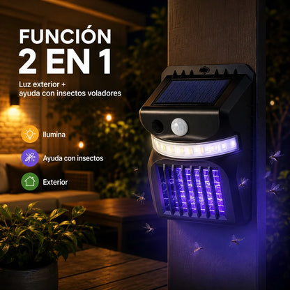 Lámpara solar 2 en 1 luz exterior y ayuda con insectos voladores