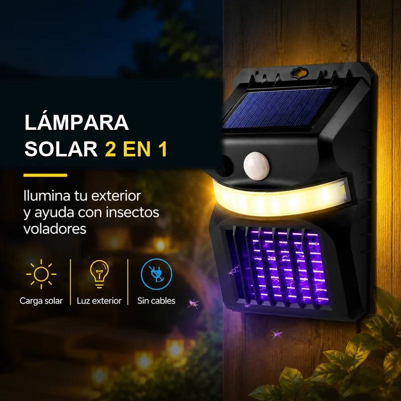Lámpara solar mata moscas 2 en 1 para exteriores