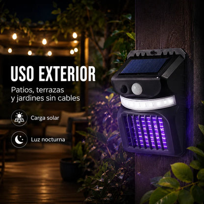 Lámpara solar 2 en 1 en uso exterior para patios terrazas y jardines